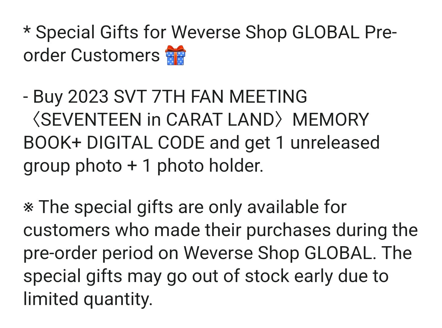 2023 SVT 7TH FAN MEETING <SEVENTEEN IN CARAT LAND> MEMORY BOOK + DIGITAL CODE