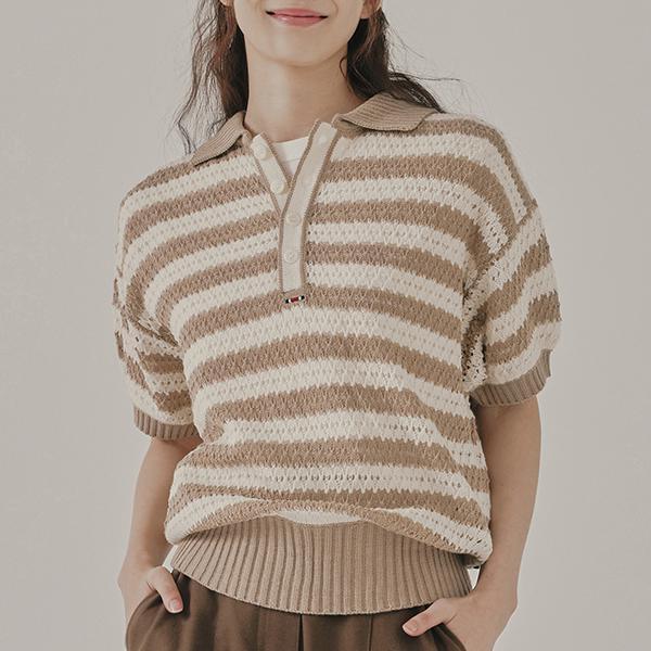 PUNCHING KNIT POLO_BEIGE